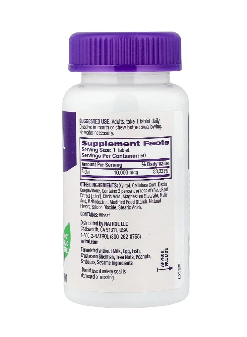 Natrol Biotin Fast Dissolve Strawberry 10000 mcg 60 Tablets - Image 2